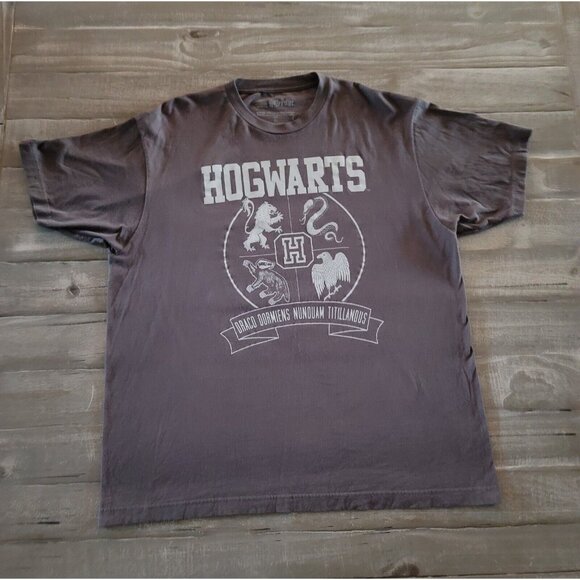 Wizarding World Of Harry Potter T-Shirt Size XL Gray Hogwarts 100% Cotton - Picture 1 of 6